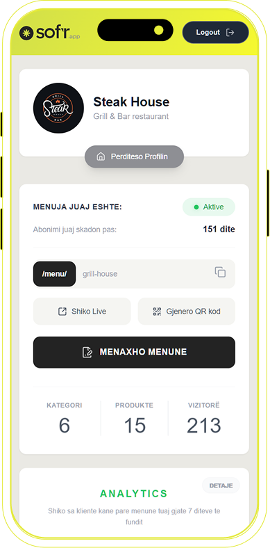 Sofra App on Smartphone